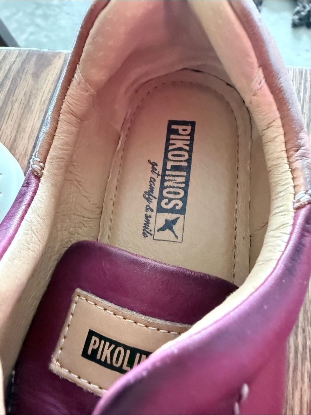PIKOLINOS Leather Sneakers in Berry and Beige EU 37 US 7 - Picture 6 of 12